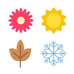 Cartoon season icon set