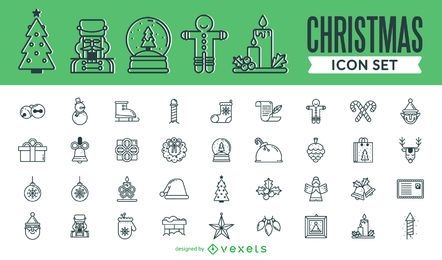 Gran colección de iconos de trazos navideños