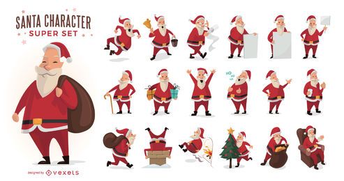 Cartoon Santa Claus illustrations set Cartoon Santa Claus illustrations set