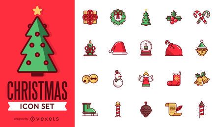 Pack de iconos navideños planos Pack de iconos navideños planos