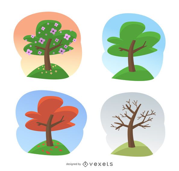 Season tree illustrations Season tree illustrations