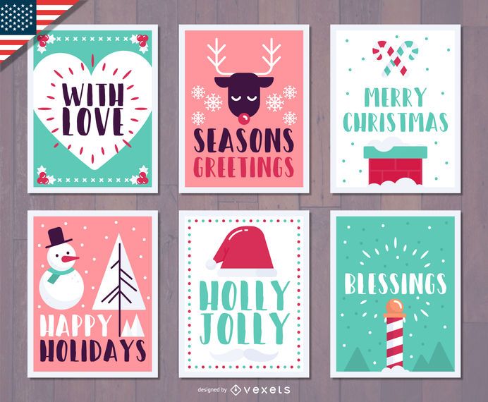 Festive Christmas greetings set Festive Christmas greetings set