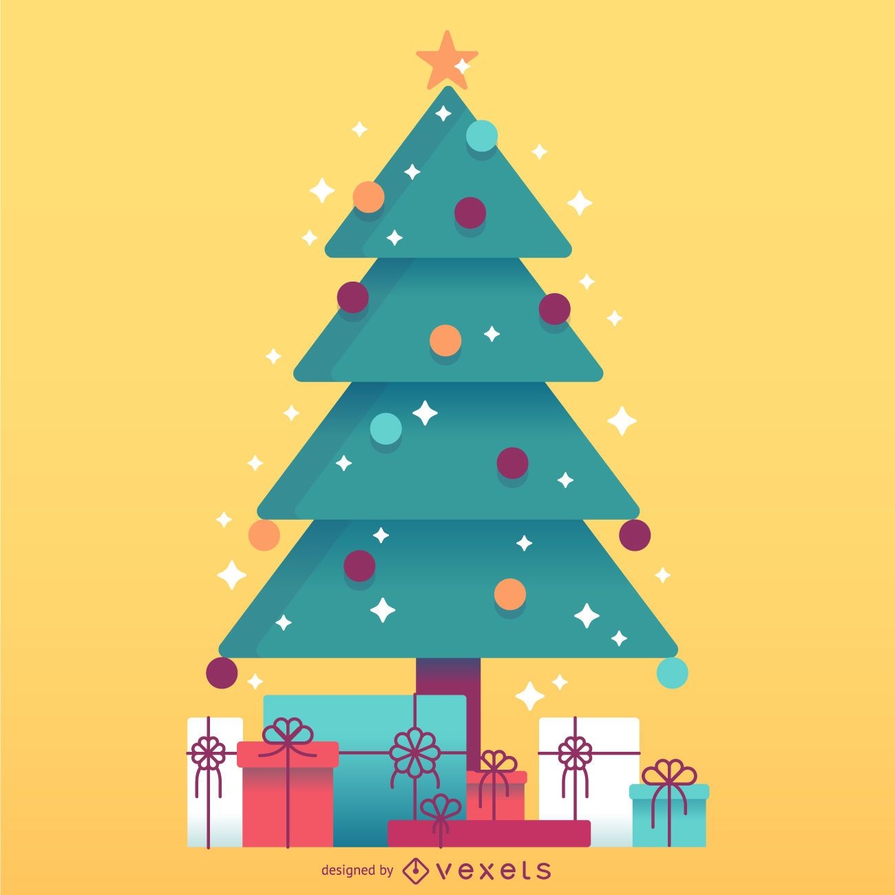 Weihnachtsbaum mit Geschenkillustration