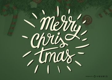 Etiqueta de caligrafía de feliz Navidad