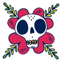 Flor de caveira desenhada à mão Desenho PNG