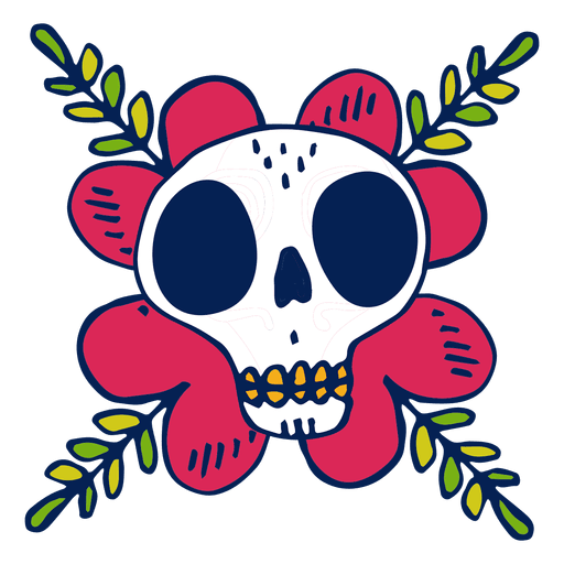 Hand drawn skull flower PNG Design