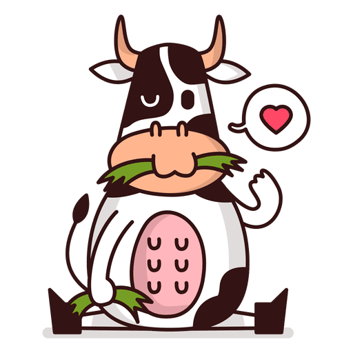 Cow eating cartoon