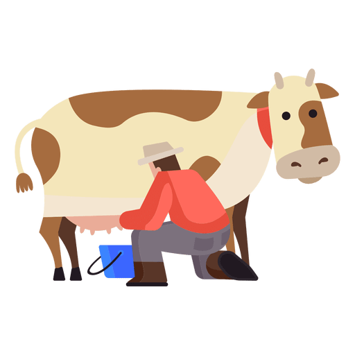 Cow milking illustration PNG Design