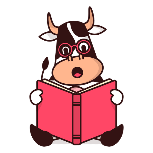 Vaca lendo livro dos desenhos animados Desenho PNG