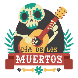 Dia do esqueleto morto guitarra logo Desenho PNG