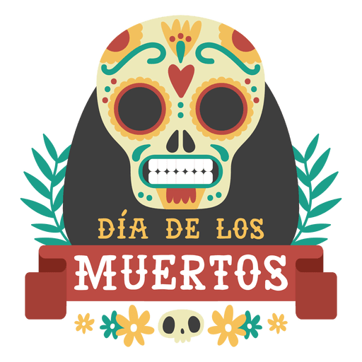 Day of the dead skull logo PNG Design