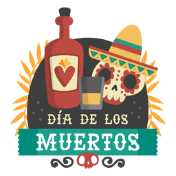 Logotipo da tequilla do dia do crânio morto Desenho PNG