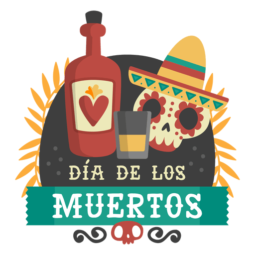 Day of the dead skull tequilla logo PNG Design