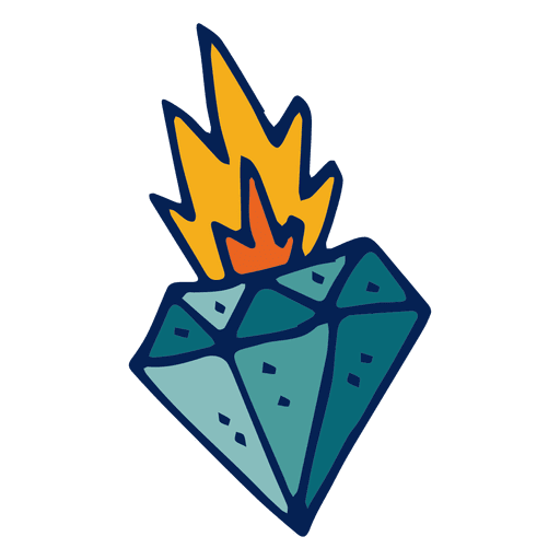Flaming diamond PNG Design