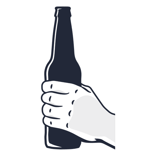 Hand holding beer bottle PNG Design