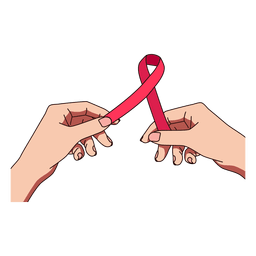 Hands with breast cancer ribbon illustration PNG Design