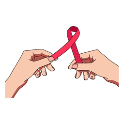 Ilustração de mãos com fita de câncer de mama Desenho PNG