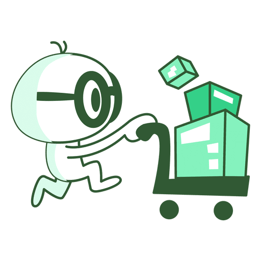 Man pushing delivery cart PNG Design