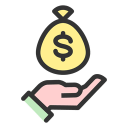 Money bag catching PNG Design