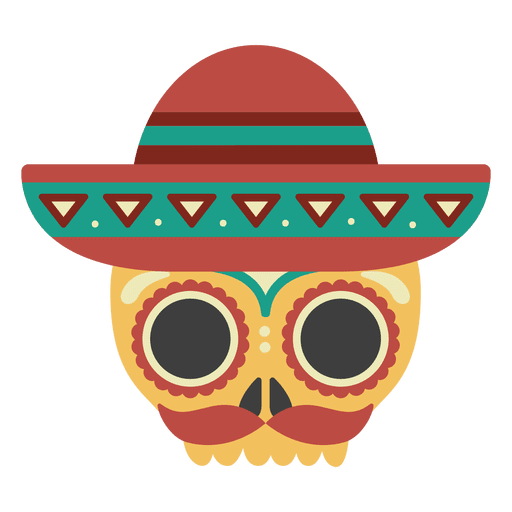 Skull with sombrero mask PNG Design