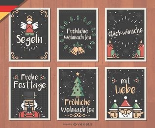 Juego de tarjetas navideñas German Fröhliche Weihnachten