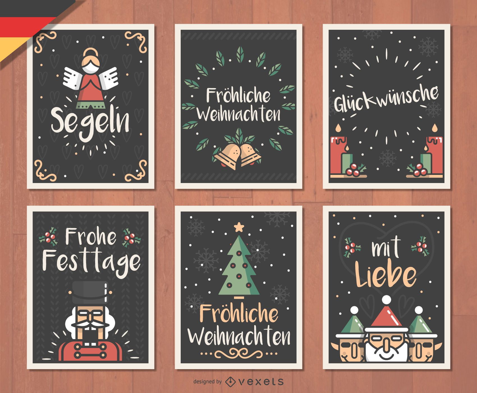 German Fröhliche Weihnachten Christmas card set