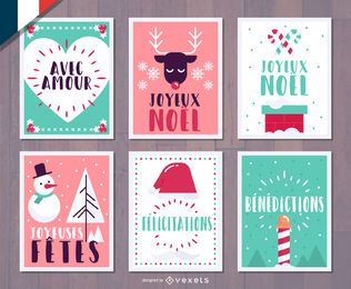 Französisches Weihnachts-Joyeux Noel-Kartenset