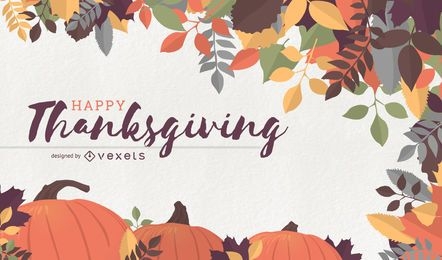 Thanksgiving background with pumpkins and leaves
