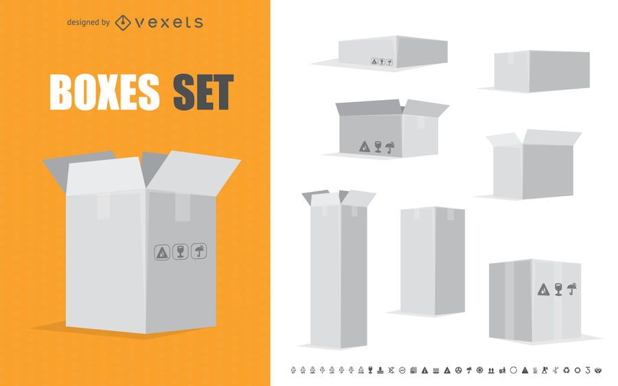 Caja blanca ilustraciones conjunto Caja blanca ilustraciones conjunto