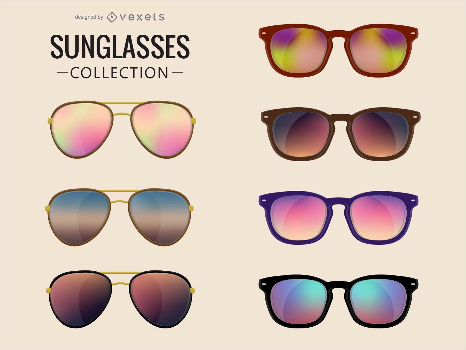 Coleção ilustrada de óculos de sol
