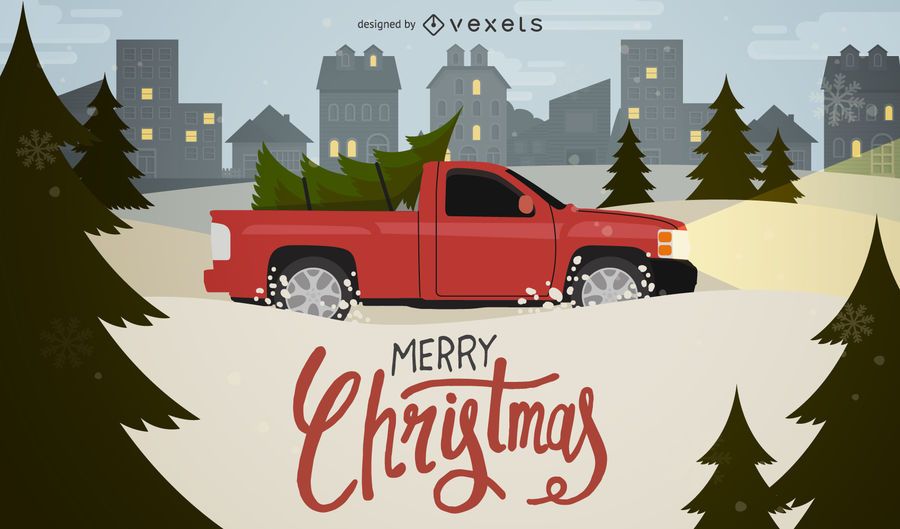 Carro, carregar, árvore natal, ilustração Carro, carregar, árvore natal, ilustração