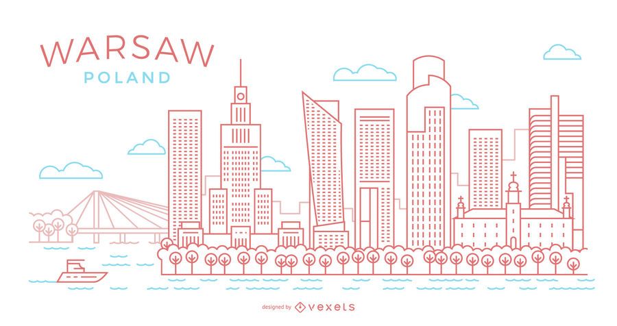 Warsaw stroke skyline illustration Warsaw stroke skyline illustration