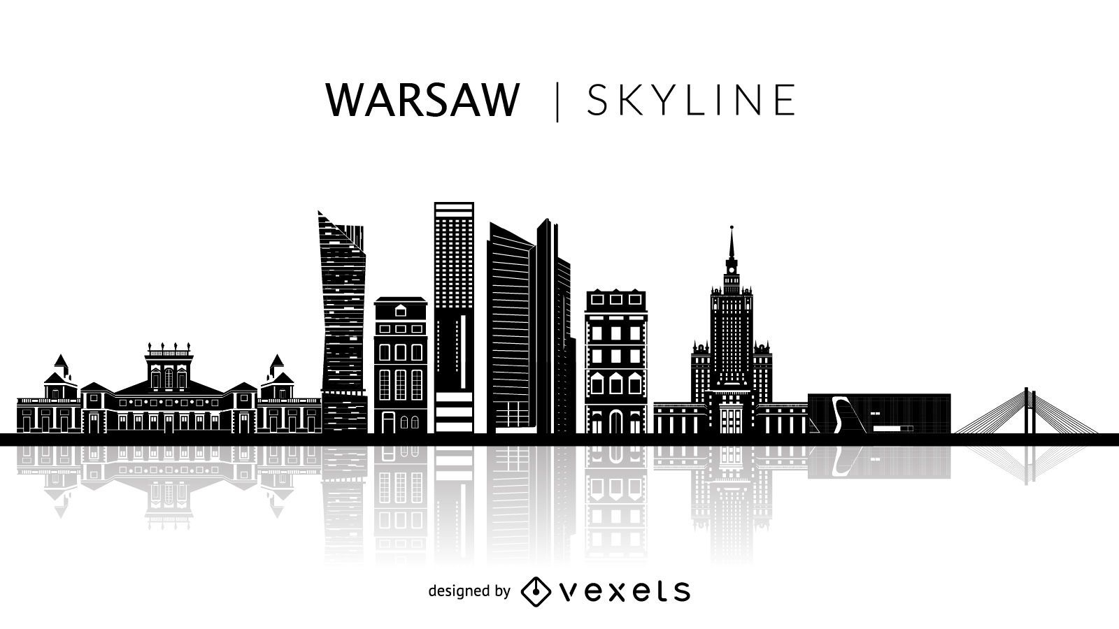 Horizonte de silueta de Varsovia Polonia