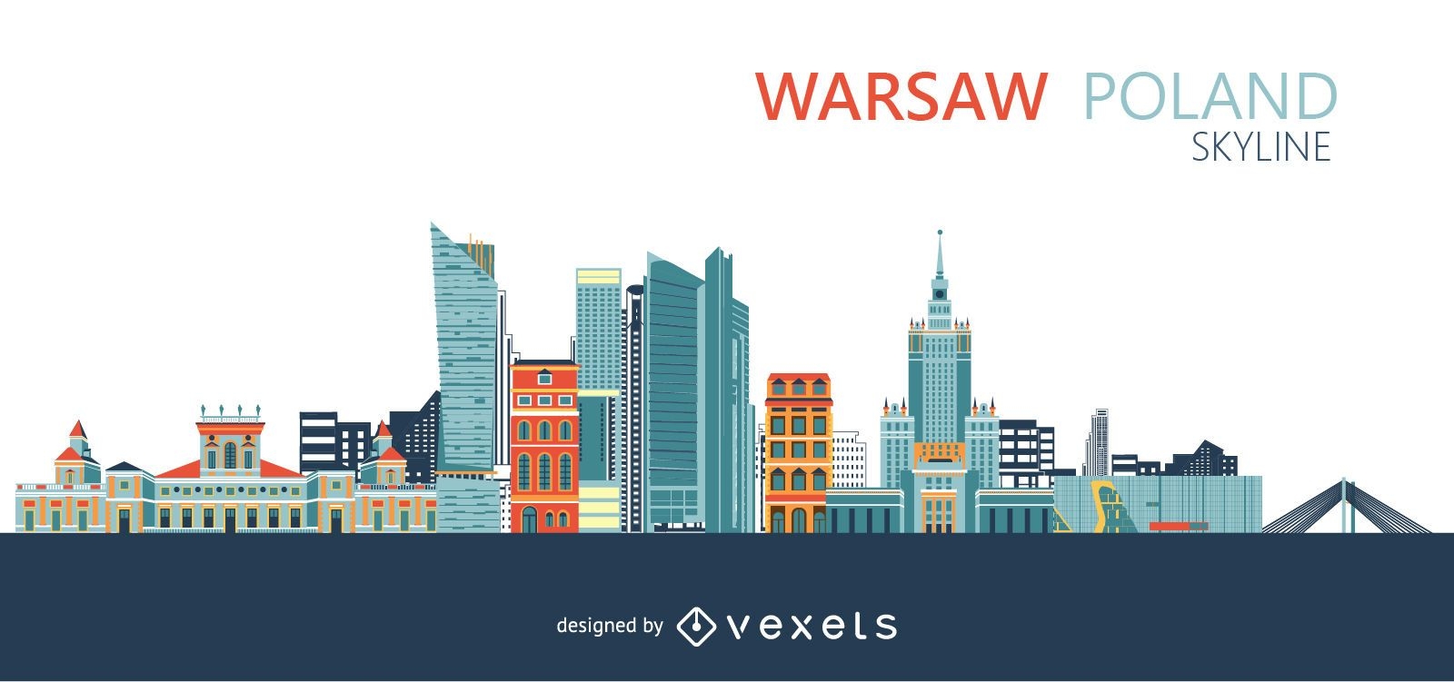 Skyline der Stadt Warschau in Polen