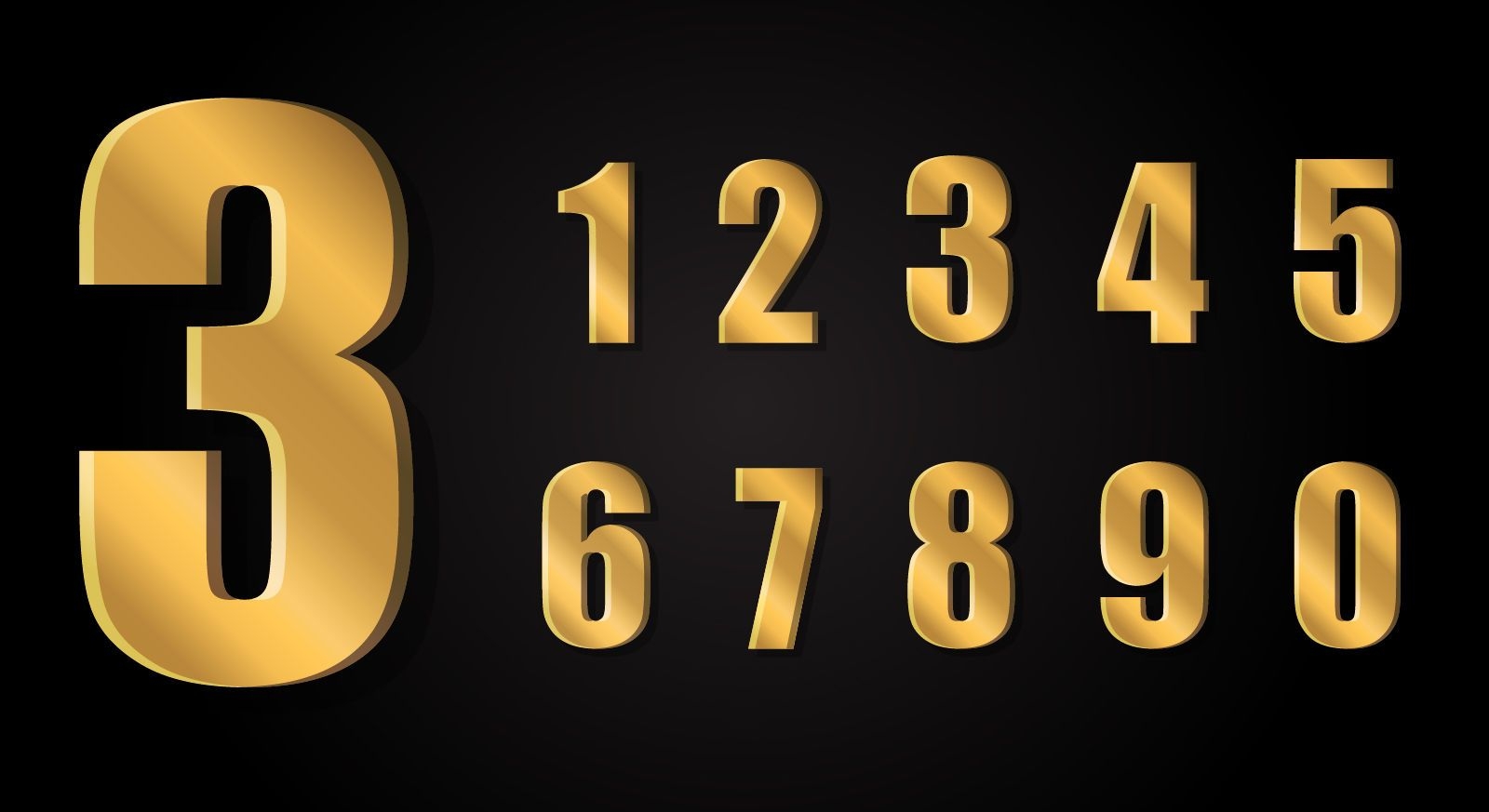 3D gold numbers