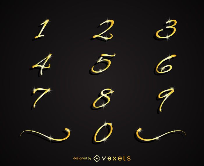 Shiny golden numbers set Shiny golden numbers set