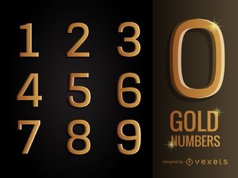 3D gold numbers pack
