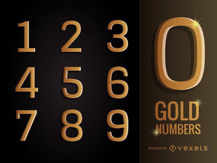 3D gold numbers pack 3D gold numbers pack