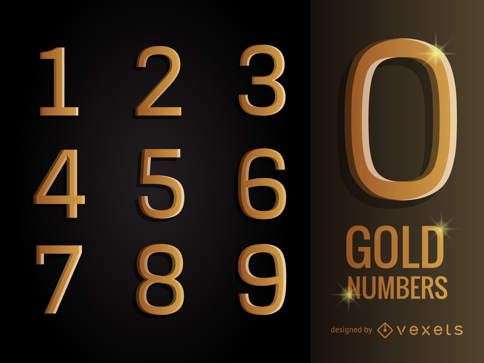 3D Gold Zahlenpaket