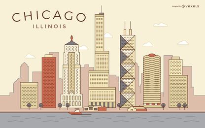 Chicago City Skyline Vector Download