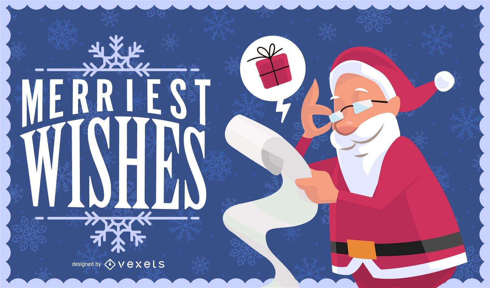 Christmas card with Santa and greetings