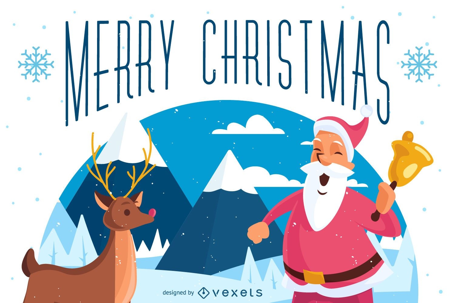 Illustrated Merry Christmas greeting card