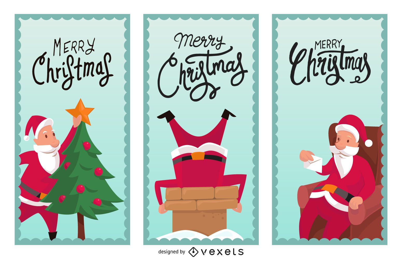 Conjunto ilustrado de banner navideño