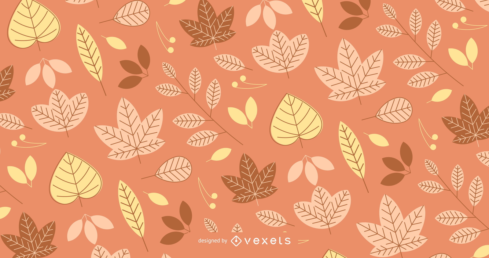 Autumn pattern with illustrated leaves