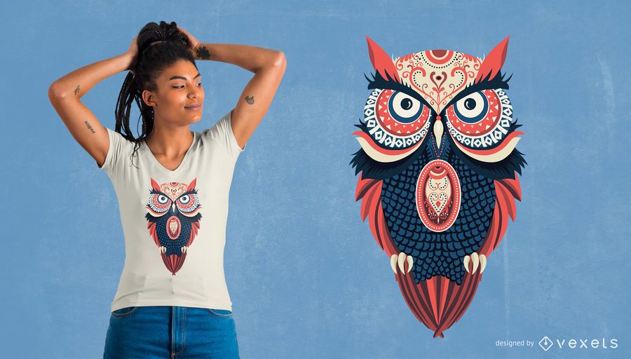 Download Colorful Owl T-shirt Design Merchandise - Vector Download