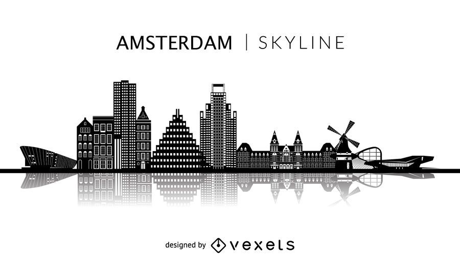 Amsterdam silhouette skyline Amsterdam silhouette skyline