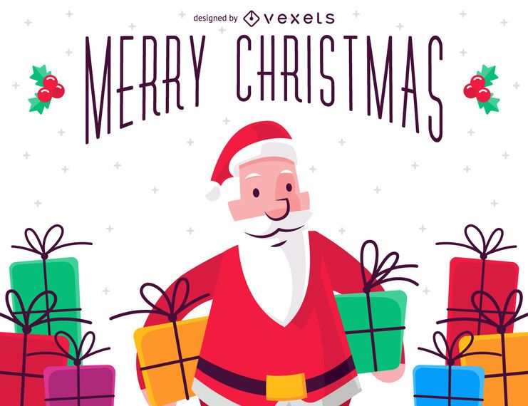 Download Merry Christmas Illustration With Santa Claus Vector Download Yellowimages Mockups