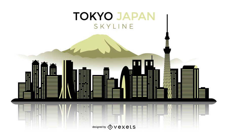 Skyline de silhueta de Tóquio Japão Skyline de silhueta de Tóquio Japão