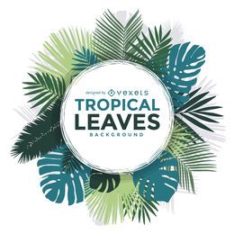 Quadro de folhas de palmeira tropical