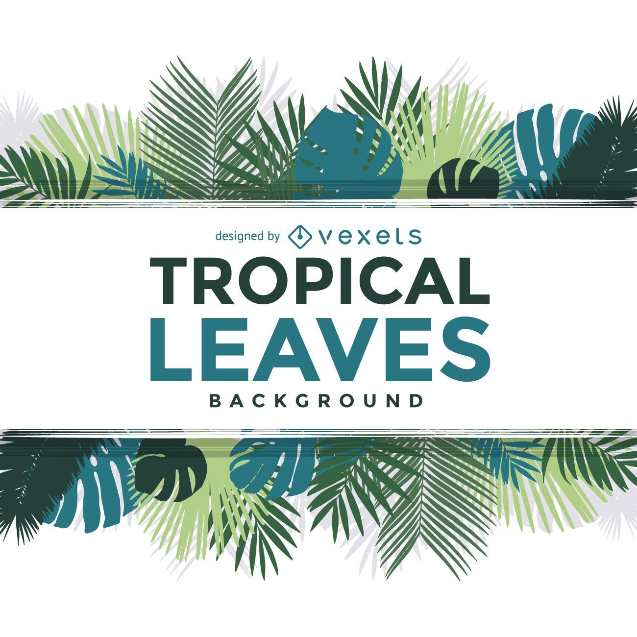 Tropical palm tree leaves frame text over white